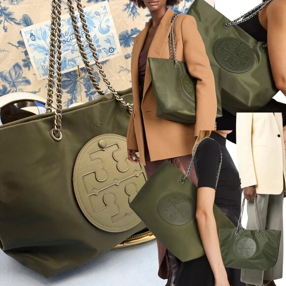 🆕 TORY BURCH 🧿 NWOT Ella Chain Tote, Olive Green - AUTHENTICATED - Picture 1 of 14